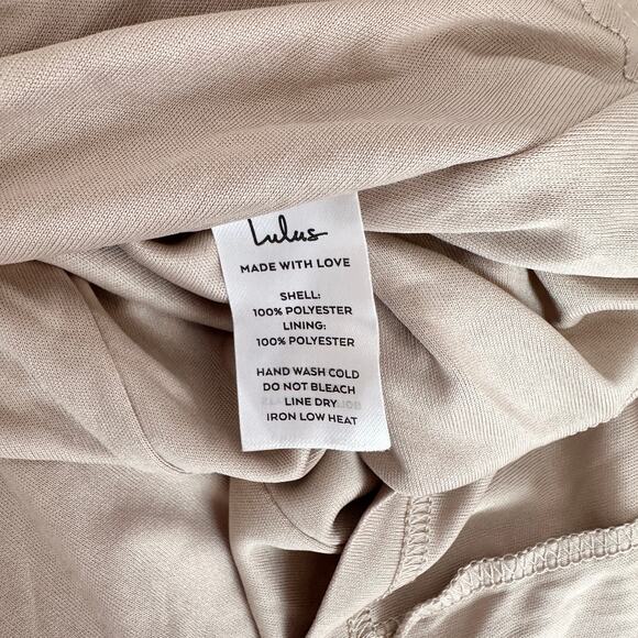 Lulus Happily Sweet Beige Floral Mock Neck Backless Midi Dress Cocktail S NWT - Picture 9 of 14